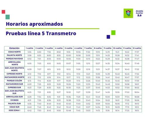 Estos son los nuevos horarios de las pruebas del transmetro. (Foto: Municipalidad de Guatemala)