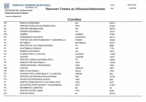 Según el reporte del TSE hay 24 Comités Cívicos. (Foto: Captura de pantalla)
