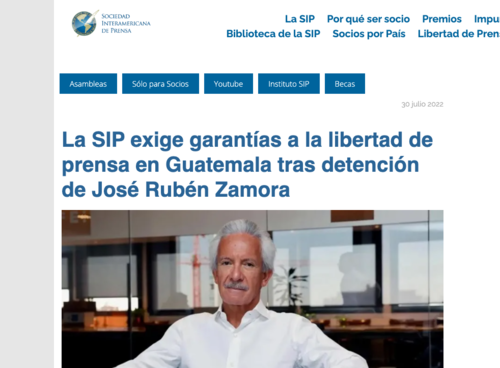 La SIP, con sede en Miami, Estados Unidos se ha pronunciado por la detención de Zamora y la libertad de prensa en Guatemala. (Foto: captura de pantalla)