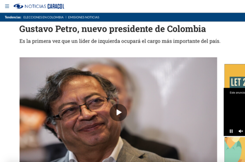 Los medios en Colombia informan de la victoria de Gustavo Petro. (Foto: captura de pantalla)