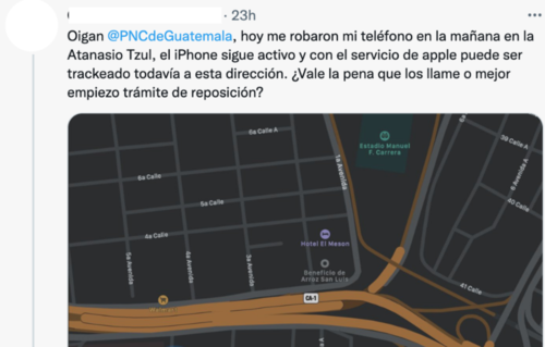 Publicación del guatemalteco víctima del asalto. (Foto: Captura e pantalla) 