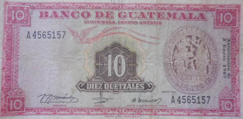 Billete de 10 quetzales en 1969. (Foto: redes sociales)