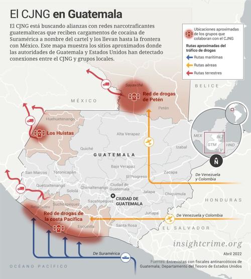 Estas son las ruta que interesan al CJNG, por lo que busca alianzas en el territorio guatemalteco. (Foto: Insight Crime)