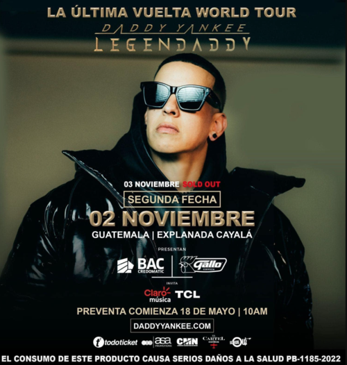 El primer concierto de Daddy Yankee en Guatemala será esta noche. (Foto: Facebook)