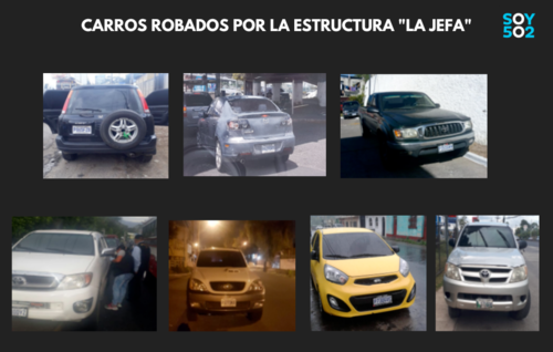 Estos fueron algunos de los carros que fueron robados por la estructura "La Jefa" y que el Ministerio Público recuperó. (Foto: MP)