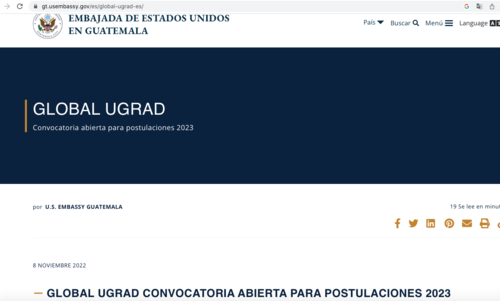 En el portal de programa Global Ugrad se puede iniciar el proceso de postulación. (Foto: captura de pantalla)
