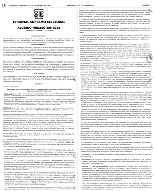 En el Diario de Centroamérica se publicaron el reglamento y acuerdo a la Ley Electoral y de Partidos Políticos. (Foto: captura de pantalla)