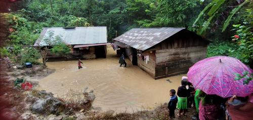 Inundaciones en la aldea La Uni&oacute;n, Chicam&aacute;n, Quich&eacute;. (Foto: Conred)