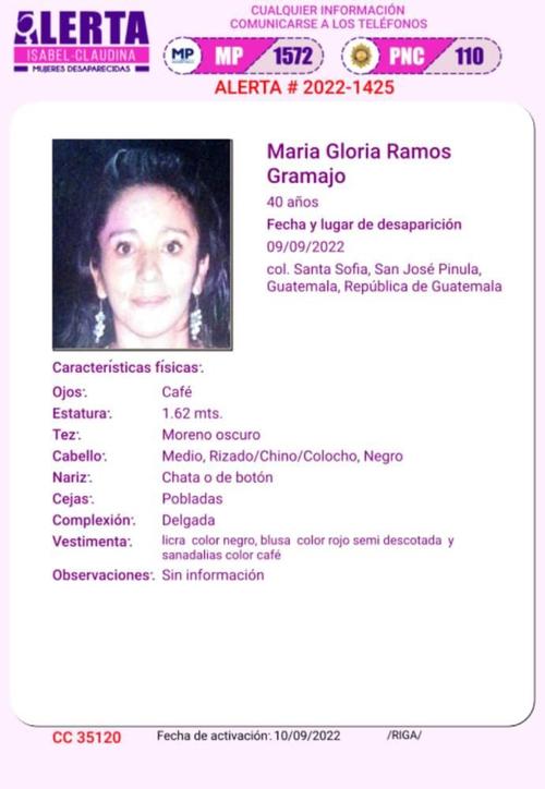 María Gloria estaba desaparecida desde el viernes 9 de septiembre 2022. (Foto: captura de pantalla)