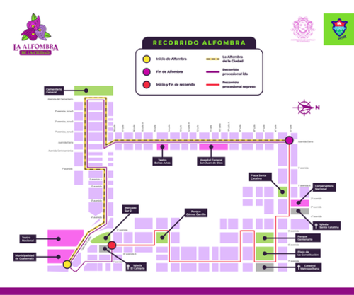 El recorrido de la alfombra más larga de la ciudad. (Foto: MuniGuate)