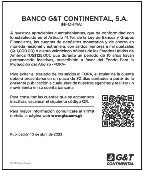 Un banco del sistema compartió una publicación en el Diario de Centro América. (Foto: DCA)