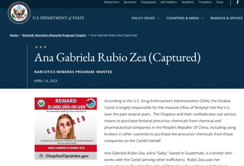 El gobierno de EE.UU. ofrece recompensa por información que conduzca a la condena de Ana Gabriela Rubio Zea. (Foto: captura de pantalla)