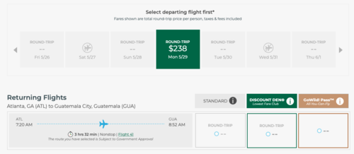 El vuelo de regreso muestra la llegada a las 8:52 am a Guatemala. (Foto: captura de pantalla)