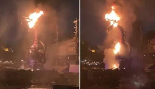 Atracci&oacute;n de drag&oacute;n se incendia. (Foto: Capturas de Twitter @carouru2)