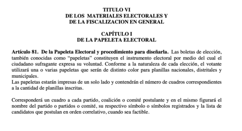 Artículo 81 del reglamento a la Ley Electoral y de Partidos Políticos (Foto: captura de pantalla)
