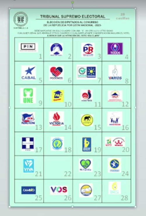 Así será la papeleta electoral para candidatos a diputados por el Listado Nacional, presentado por el TSE. (Foto: Captura de pantalla)