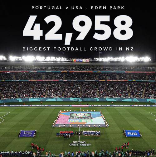 El partido entre Estados Unidos y Portugal rompió el récord de más afluencia en un partido de fútbol en Nueva Zelanda.