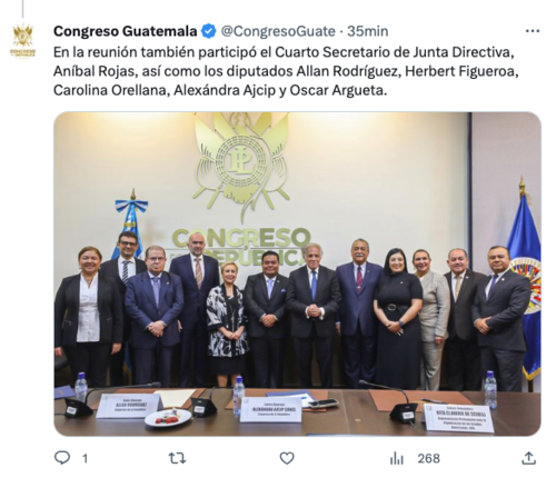 luis almagro, oea, visita guatemala, consuelo porras, tse, congreso, elecciones guatemala