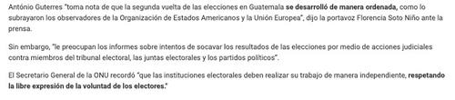 Fragmento del comunicado emitido por la ONU. 
