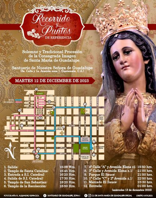 Virgen de Guadalupe, recorrido, procesión, centro histórico