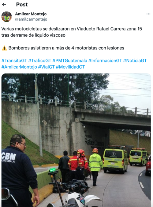 Rafael Carrera, zona 15, accidentes de motoristas 