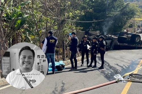 alex m&eacute;ndez, accidente de tr&aacute;nsito, san pedro pinula, investigador mp, bombero