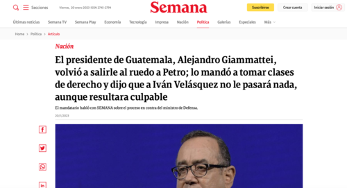 La revista Semana entrevistó a Alejandro Giammattei. (Foto: captura de pantalla)