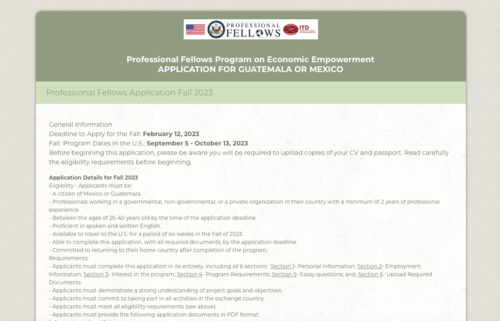 El formulario para aplicar a la beca solo est&aacute; disponible en idioma ingl&eacute;s. (Foto: captura de pantalla)