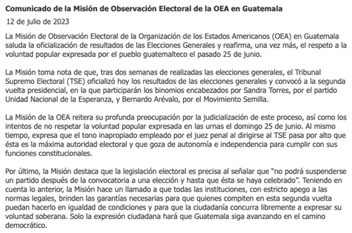 Comunicado de Prensa de la Organizaci&oacute;n de los Estados Americanos. (Foto: Oas.org)