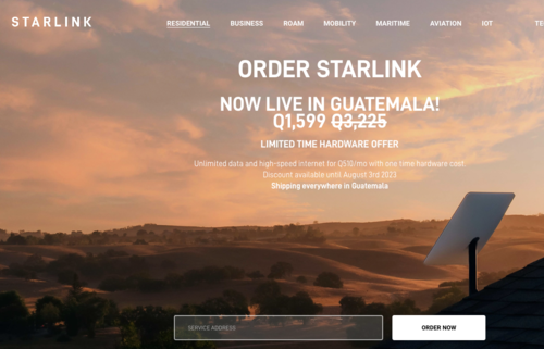 En el portal de Starlink ya se anuncia el servicio para Guatemala. (Foto: captura de pantalla)