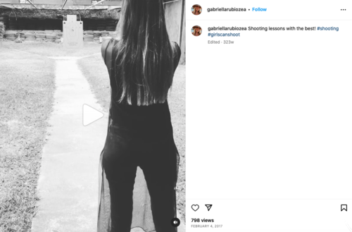 Gaby Rubio estuvo recibiendo clases de tiro. (Foto: captura de pantalla)