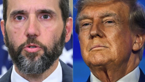 El asesor especial Jack Smith (izquierda) y el expresidente de Estados Unidos Donald Trump. (Foto: AFP)