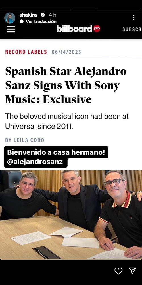 mensaje, shakira, alejandro sanz, romance