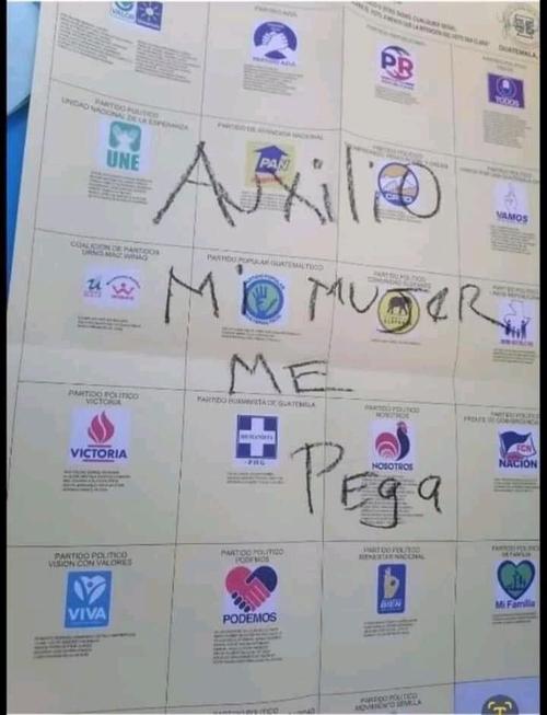 La papeleta amarilla en la que un guatemalteco escribió un curioso mensaje. (Foto: redes sociales)