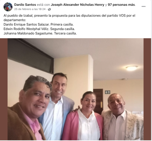 Candidatura de Edwin Westphal como Diputado de Izabal.