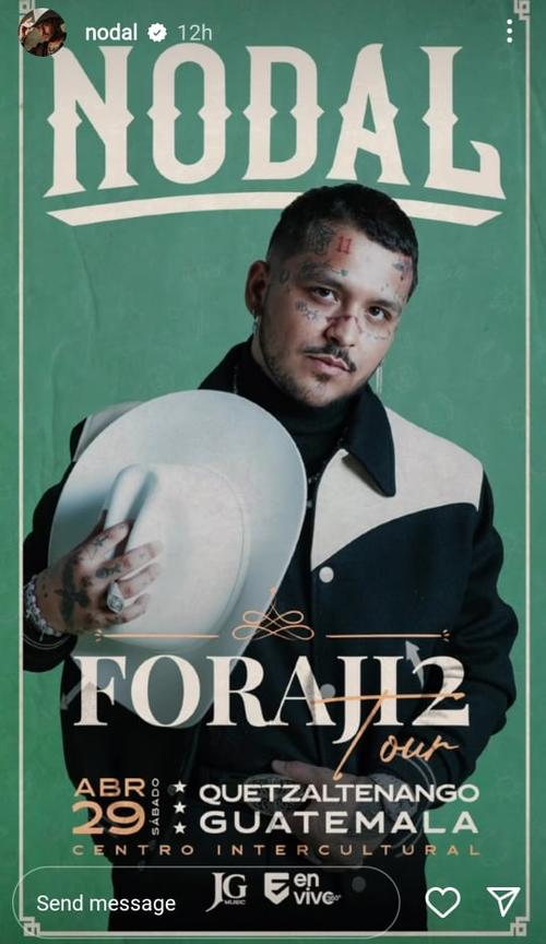 Christian Nodal volverá a presentarse en Guatemala. (Foto: Instagram/Christian Nodal)