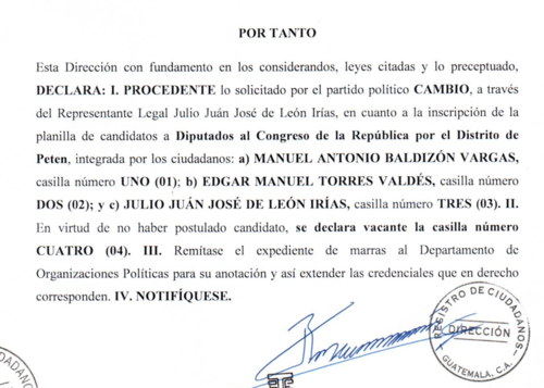 Manuel Antonio Baldizón Vargas, hijo de Manuel Baldizón fue inscrito como candidato a diputado. (Foto: captura de pantalla)