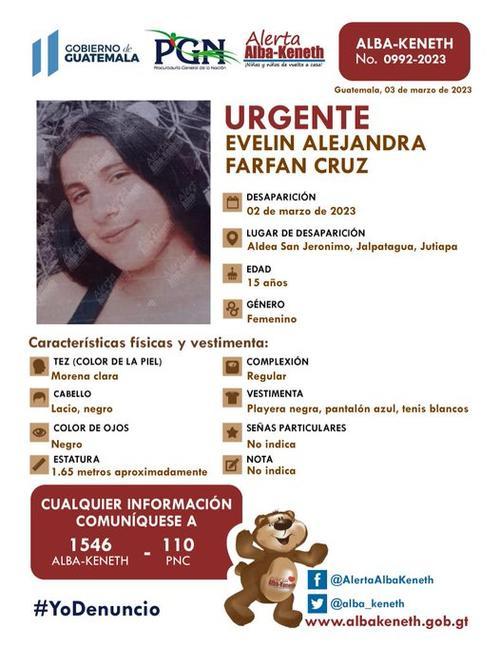 La menor fue reportada como desaparecida. (Foto: PGN)