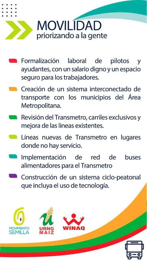 El plan incluye proyectos de movilidad urbana. (Gráfica: Semilla, URNG y Winaq)