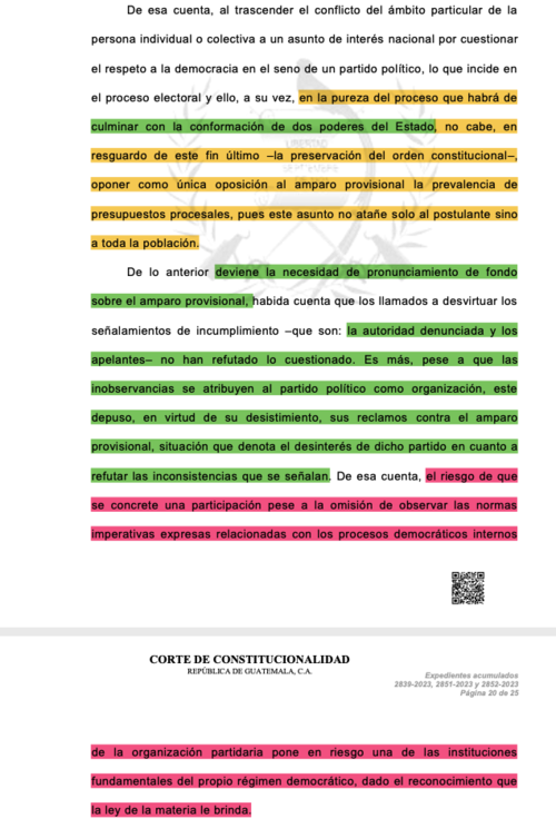 carlos pineda, resolución, cc, corte de constitucionalidad, elecciones guatemala