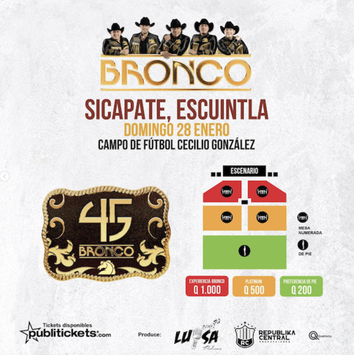 Bronco, Concierto en Guatemala, música