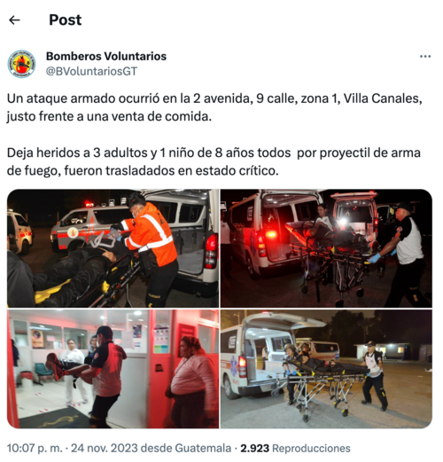 Villa Canales, ataque armado, 4 personas heridas 