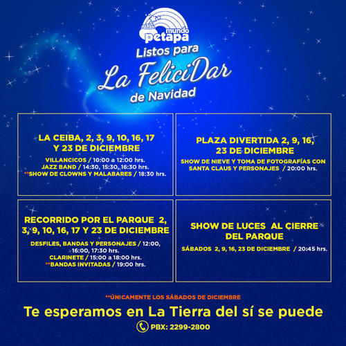 IRTRA, Mundo Petapa, navidad, Xetulul, FELICIDAR, Soy502, Guatemala