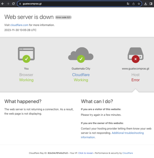 El portal de Guatecompras no se encuentra disponible. (Foto: captura de pantalla)