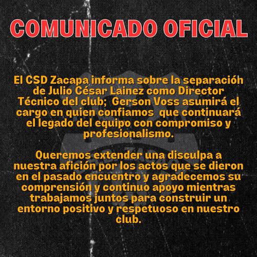Comunicado oficial del Deportivo Zacapa.