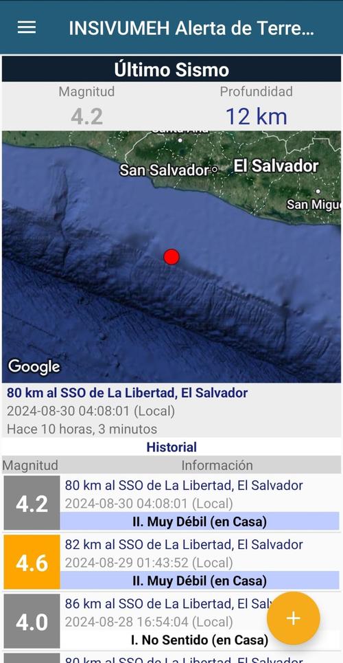 Así luce la aplicación que alerta sobre sismos. (Foto: captura de pantalla)