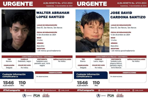 Estas son las alertas que fueron activadas por la desaparición de los menores. (Foto: PGN)