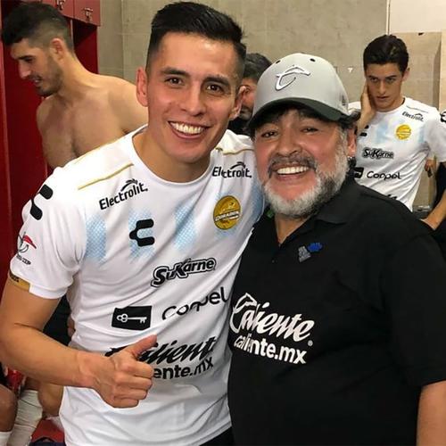 Rubio Rubín y Diego Armando Maradona en Sinaloa, 2019.