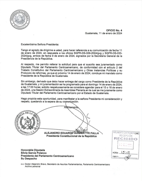 alejandro giammattei, parlacen, toma de posesión