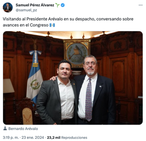 Bernardo Ar&eacute;valo, Samuel P&eacute;rez, X Legislatura